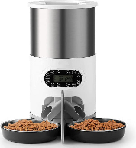 Double Meal Feeder Double Meal Tray Stainless Steel Feeder Automatic Feeder Pet Feeder