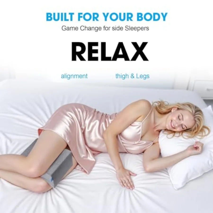 Knee Pillow for Side Sleepers with Cooling Gel Memory Foam Elevation Pillow for Spine Aligning Sciatica Back Hip Knee Ankle Pai