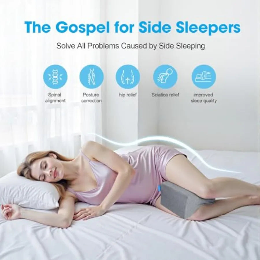 Knee Pillow for Side Sleepers with Cooling Gel Memory Foam Elevation Pillow for Spine Aligning Sciatica Back Hip Knee Ankle Pai