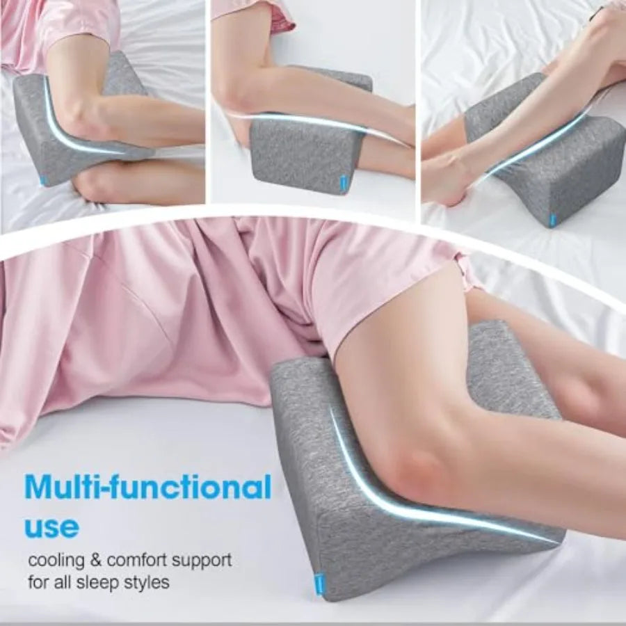 Knee Pillow for Side Sleepers with Cooling Gel Memory Foam Elevation Pillow for Spine Aligning Sciatica Back Hip Knee Ankle Pai